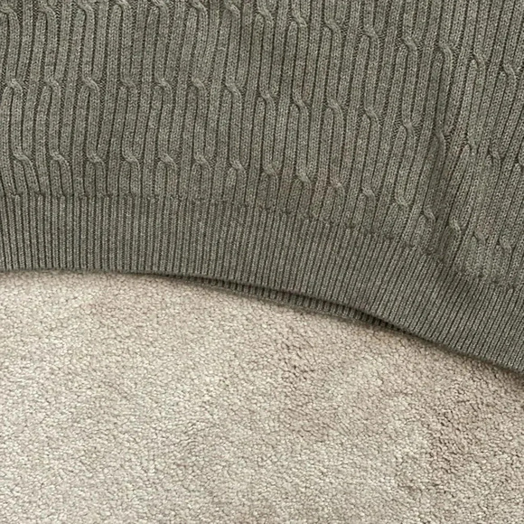 IZOD MUTED OLIVE GREEN V NECK CABLE KNIT SWEATER SIZE XXL - Picture 8 of 11